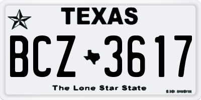 TX license plate BCZ3617