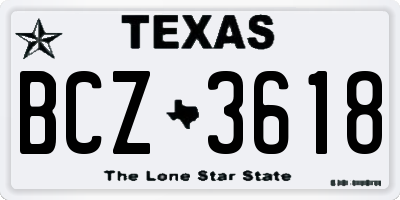 TX license plate BCZ3618