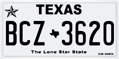 TX license plate BCZ3620