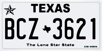 TX license plate BCZ3621