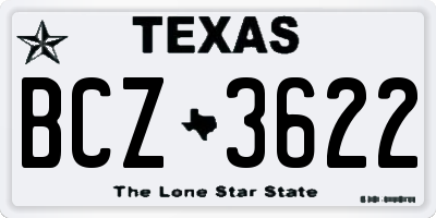 TX license plate BCZ3622