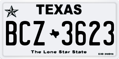 TX license plate BCZ3623