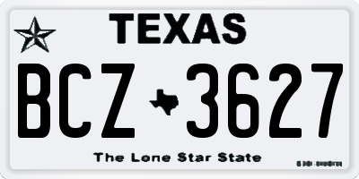 TX license plate BCZ3627
