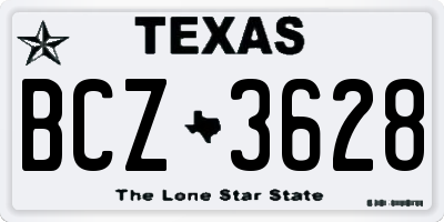 TX license plate BCZ3628