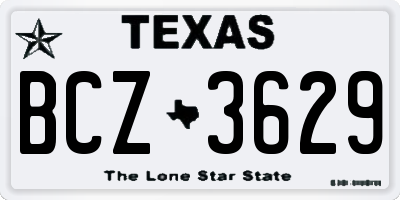 TX license plate BCZ3629