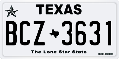 TX license plate BCZ3631