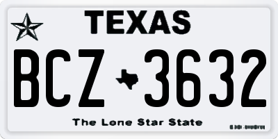 TX license plate BCZ3632