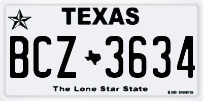 TX license plate BCZ3634