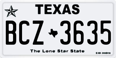 TX license plate BCZ3635