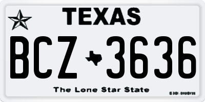 TX license plate BCZ3636