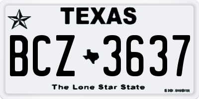 TX license plate BCZ3637