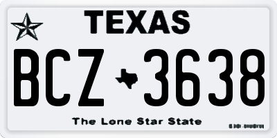 TX license plate BCZ3638