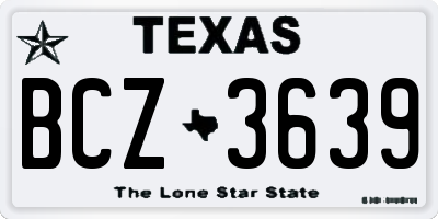 TX license plate BCZ3639