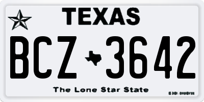 TX license plate BCZ3642