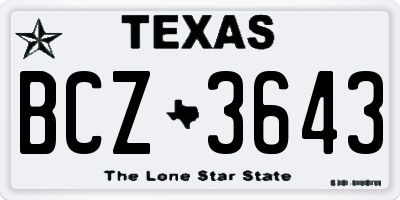 TX license plate BCZ3643