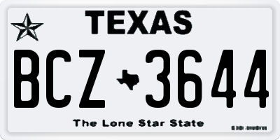 TX license plate BCZ3644
