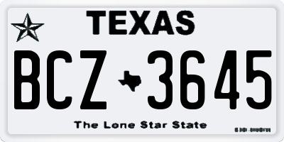 TX license plate BCZ3645
