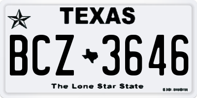 TX license plate BCZ3646