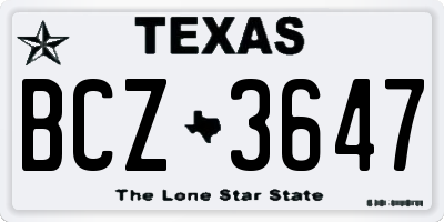TX license plate BCZ3647