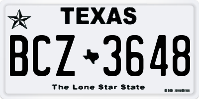 TX license plate BCZ3648