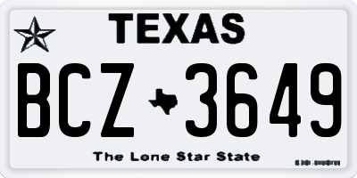 TX license plate BCZ3649
