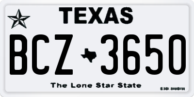 TX license plate BCZ3650
