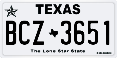 TX license plate BCZ3651