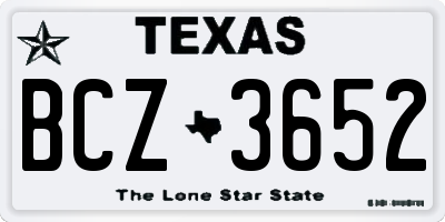 TX license plate BCZ3652