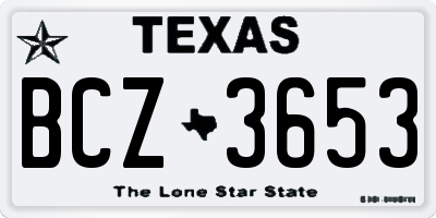 TX license plate BCZ3653