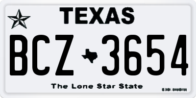 TX license plate BCZ3654