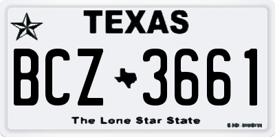 TX license plate BCZ3661