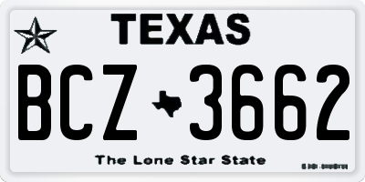 TX license plate BCZ3662