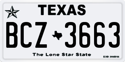 TX license plate BCZ3663