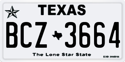 TX license plate BCZ3664