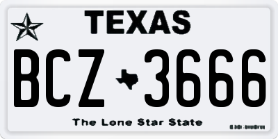 TX license plate BCZ3666