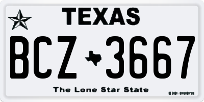TX license plate BCZ3667