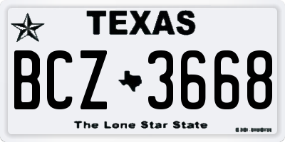 TX license plate BCZ3668