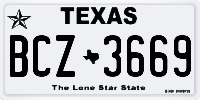 TX license plate BCZ3669