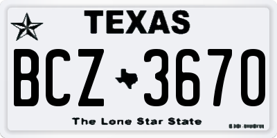 TX license plate BCZ3670