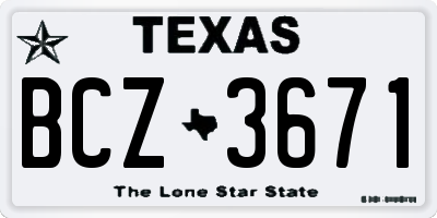 TX license plate BCZ3671