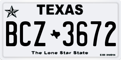 TX license plate BCZ3672