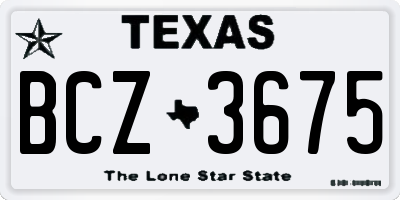 TX license plate BCZ3675