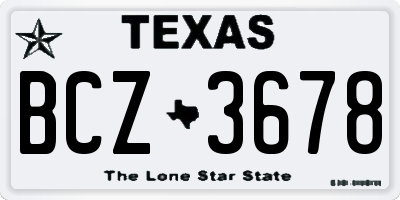TX license plate BCZ3678