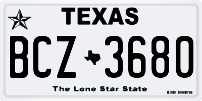 TX license plate BCZ3680
