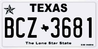 TX license plate BCZ3681