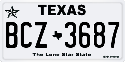 TX license plate BCZ3687