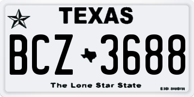 TX license plate BCZ3688
