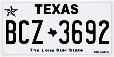 TX license plate BCZ3692