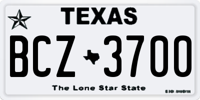 TX license plate BCZ3700