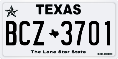 TX license plate BCZ3701